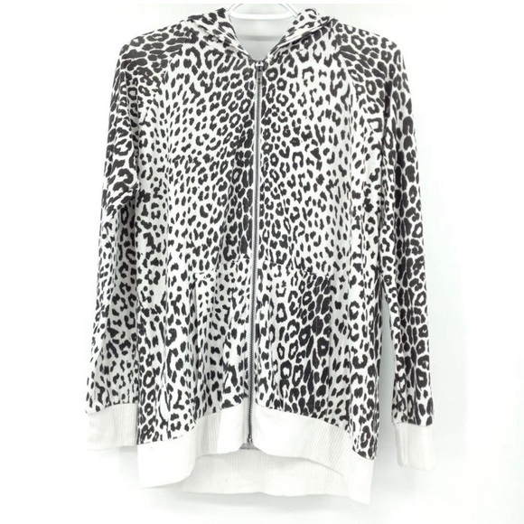 CHASER Hooded Sweatshirt Snow Leopard Cheetah Animal Print Hoodie Sz L/Large - Picture 6 of 10